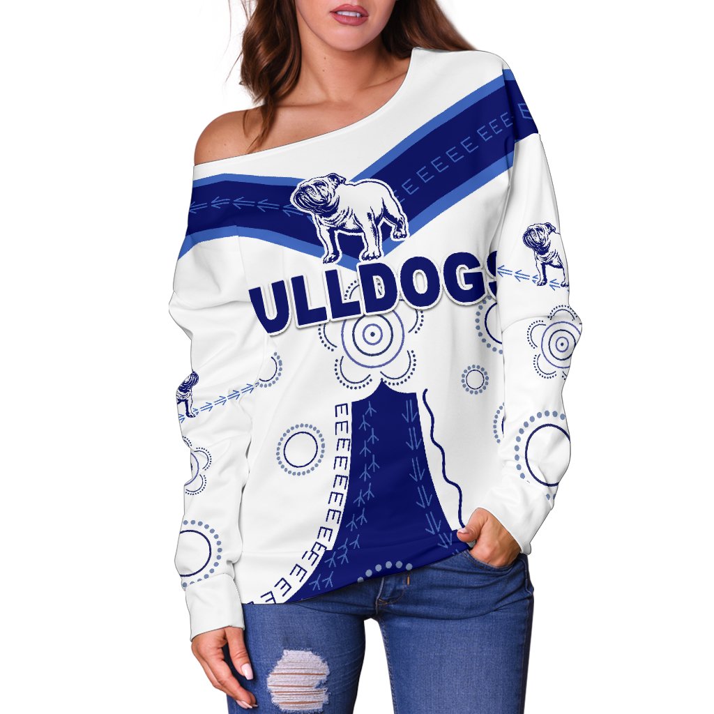 Canterbury-Bankstown Bulldogs Women's Off Shoulder Sweater Simple Indigenous - Vibe Hoodie