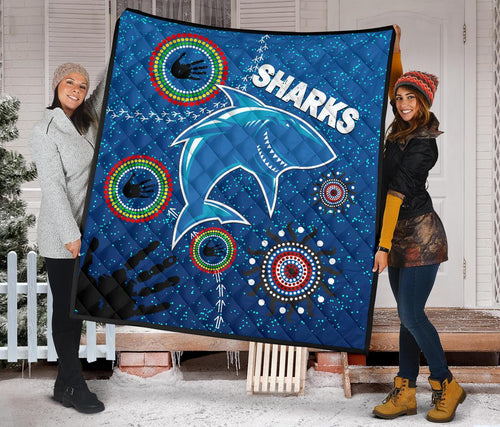 naidoc-sharks-premium-quilt-cronulla-aboriginal-style