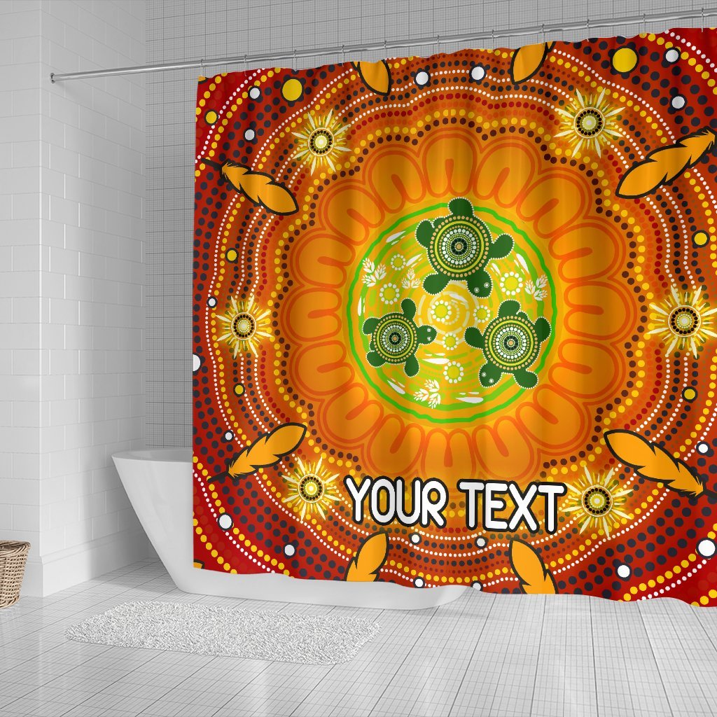 custom-text-aboriginal-shower-curtain-turtle-circle-dot-painting-art