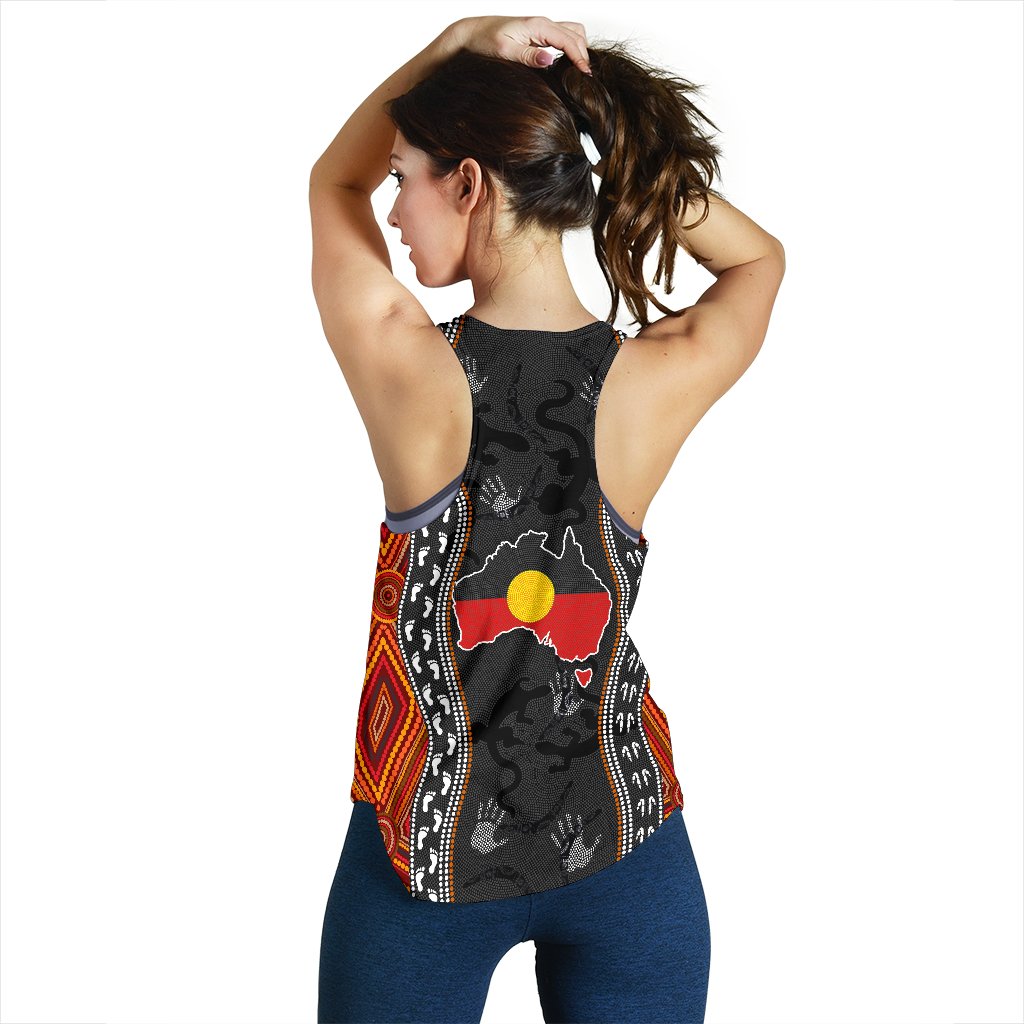 Aboriginal Women's Racerback Tank - Australia Indigenous Map - Vibe Hoodie