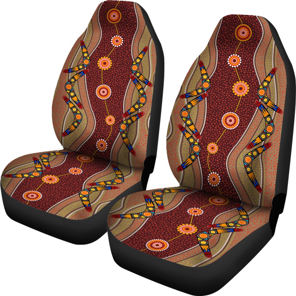 aboriginal-car-seat-cover-boomerang-dot-painting-circle-patterns