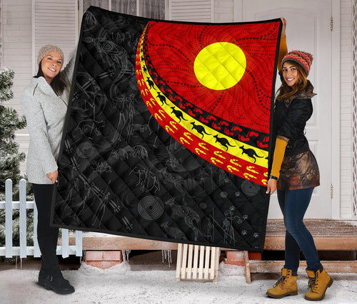 aboriginal-premium-quilt-indigenous-flag-circle-dot-painting