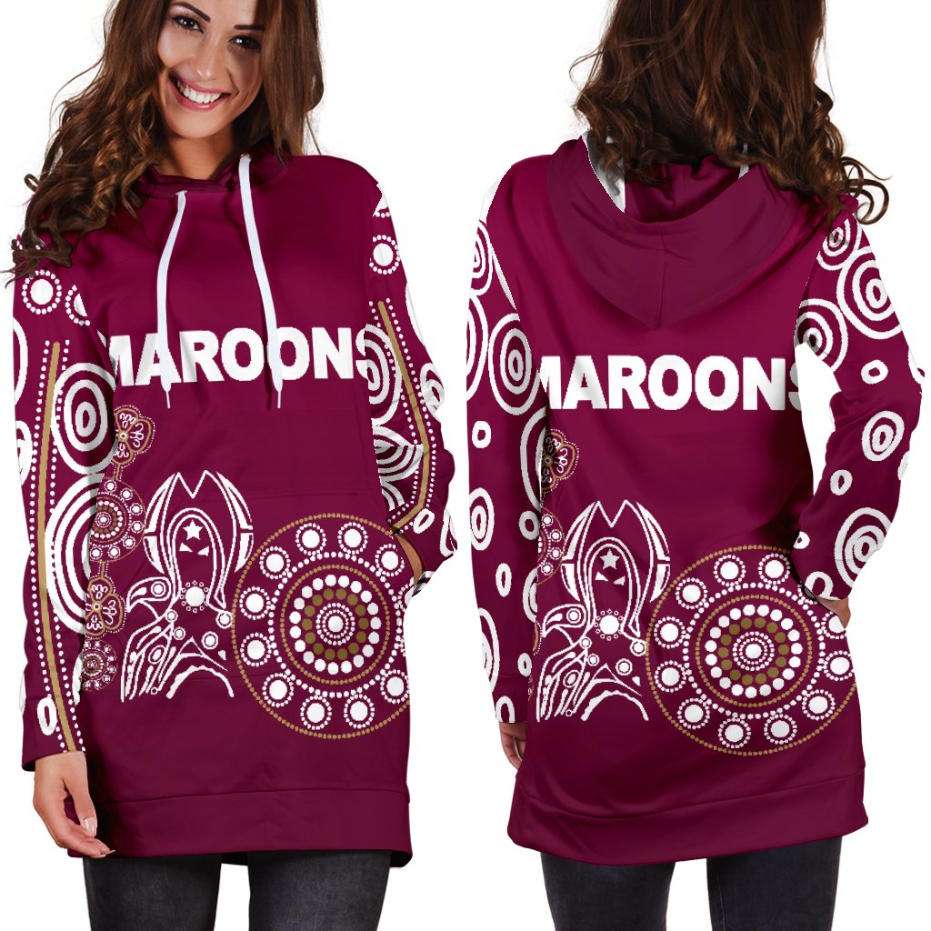 queensland-womens-hoodie-dress-maroons-simple-indigenous