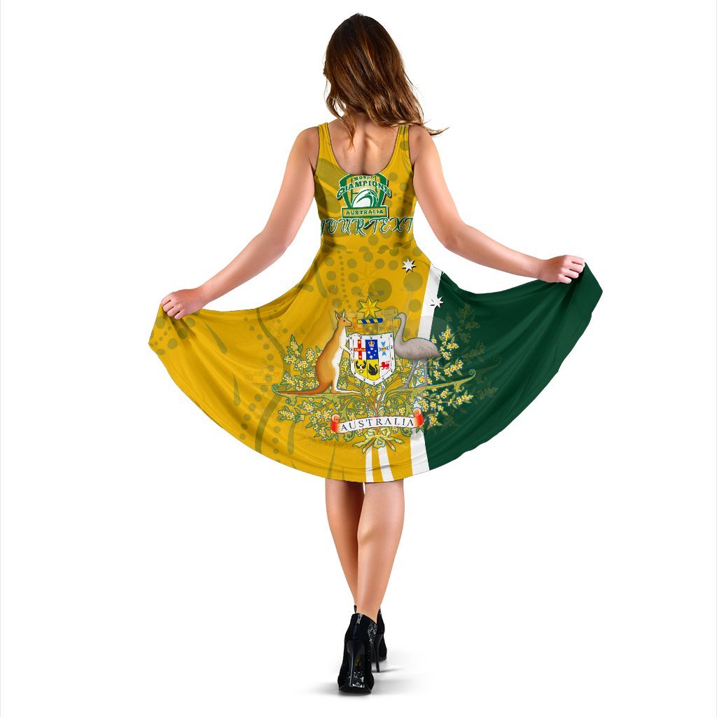 Personalised Midi Dress - Australia Coat Of Arm In Rugby Style - Vibe Hoodie
