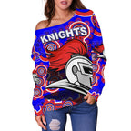 Newcastle Knights Women Off Shoulder Sweater Indigenous - Vibe Hoodie