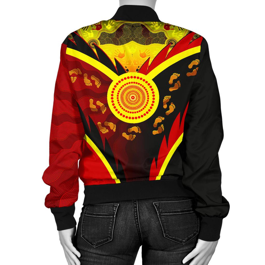 aboriginal-womens-bomber-jacket-indigenous-flag-with-footprint-hand-art