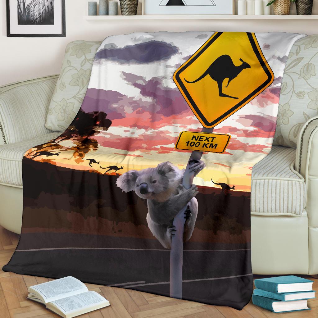 premium-blanket-koala-blanket-kangaroo-sign-sunset-landscape-art