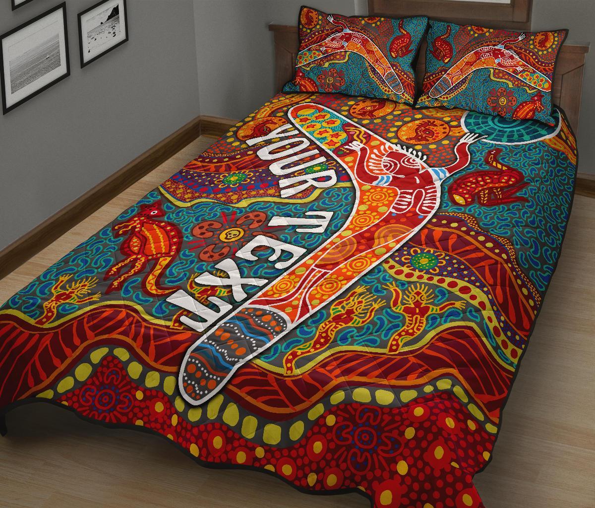 aboriginal-personalised-quilt-bed-set-indigenous-boomerang