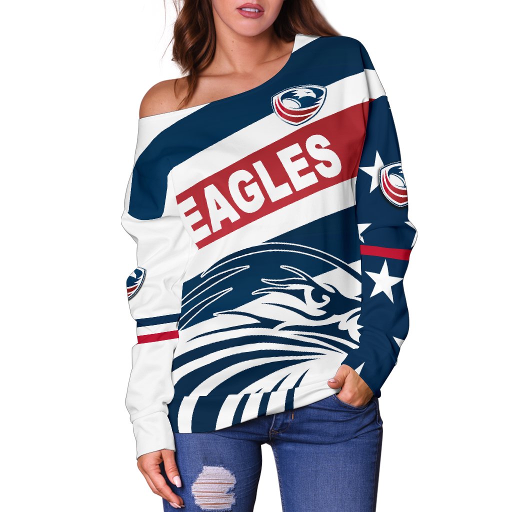 USA Rugby Women's Off Shoulder Sweater Eagles Original Style - Vibe Hoodie