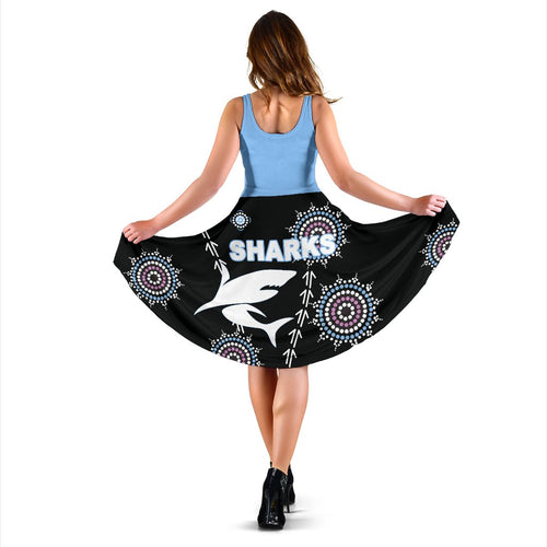 Cronulla Women's Dress Sharks Simple Indigenous - Black - Vibe Hoodie