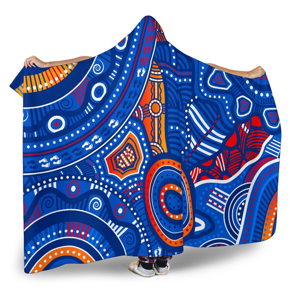 aboriginal-hooded-blanket-indigenous-footprint-patterns-blue-color