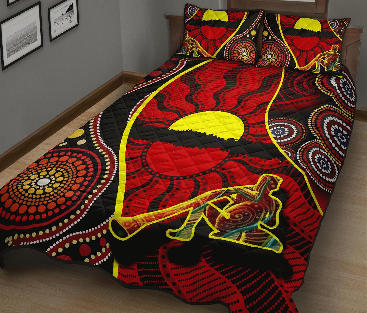 quilt-bed-set-australia-aboriginal-dots-with-didgeridoo