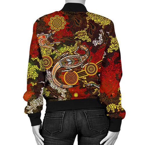 aboriginal-womens-bomber-jacket-kangaroo-and-lizard-dot-painting-art