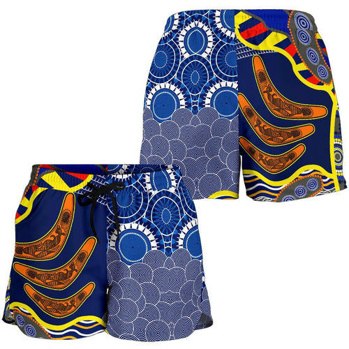 Aboriginal Women's Shorts, Australian Boomerang Dot Painting Art - Vibe Hoodie