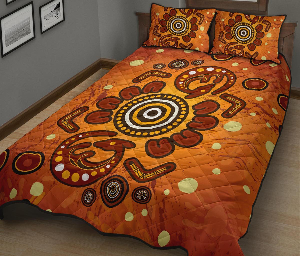 aboriginal-quilt-bed-set-baby-kangaroo-and-dot-painting-patterns