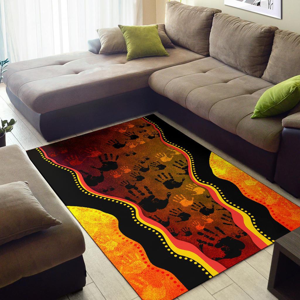 area-rug-aboriginal-rock-painting-hand-art-golden-style