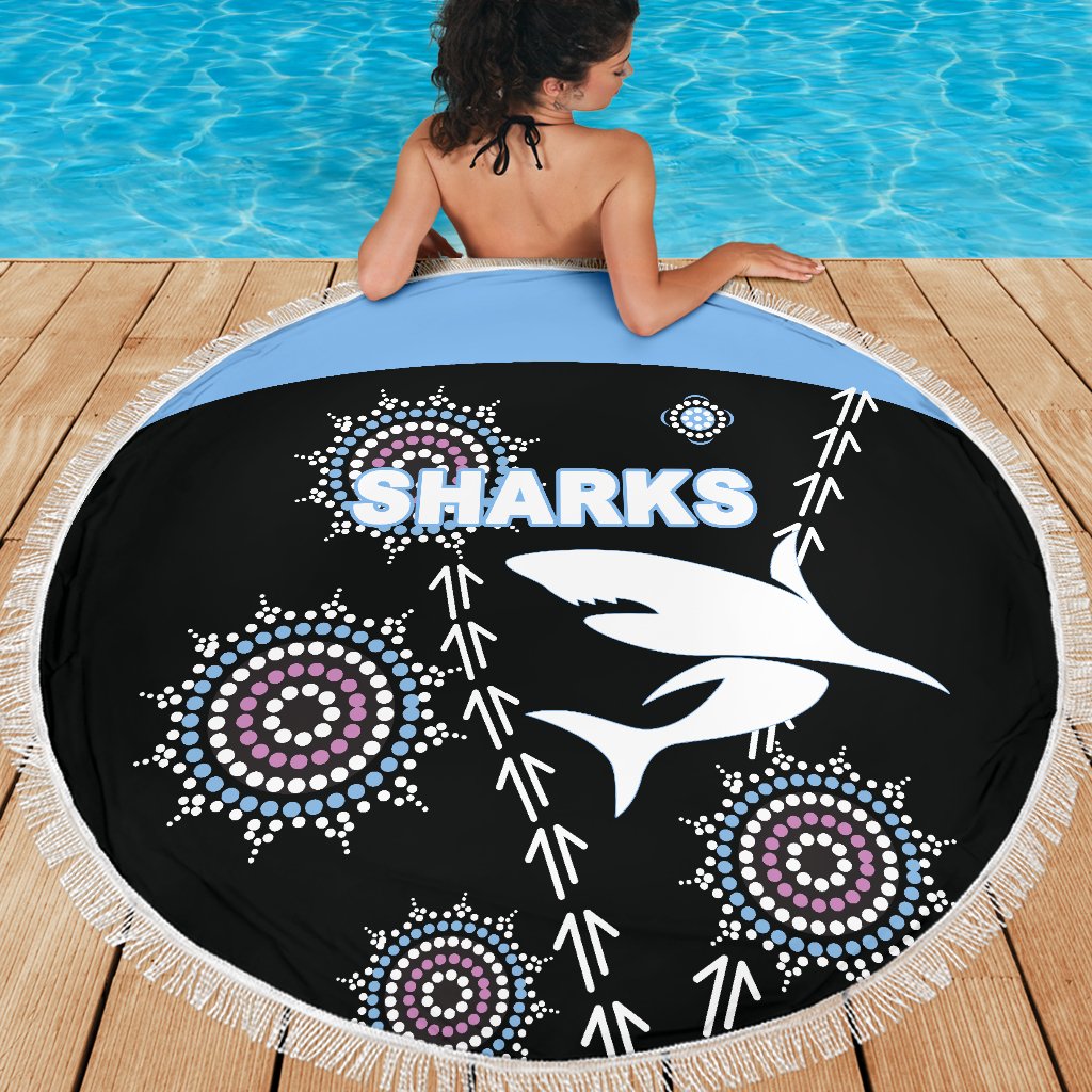 cronulla-beach-blanket-sharks-simple-indigenous-black