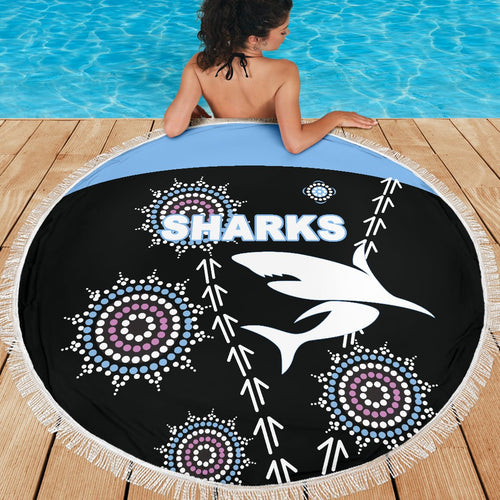 cronulla-beach-blanket-sharks-simple-indigenous-black