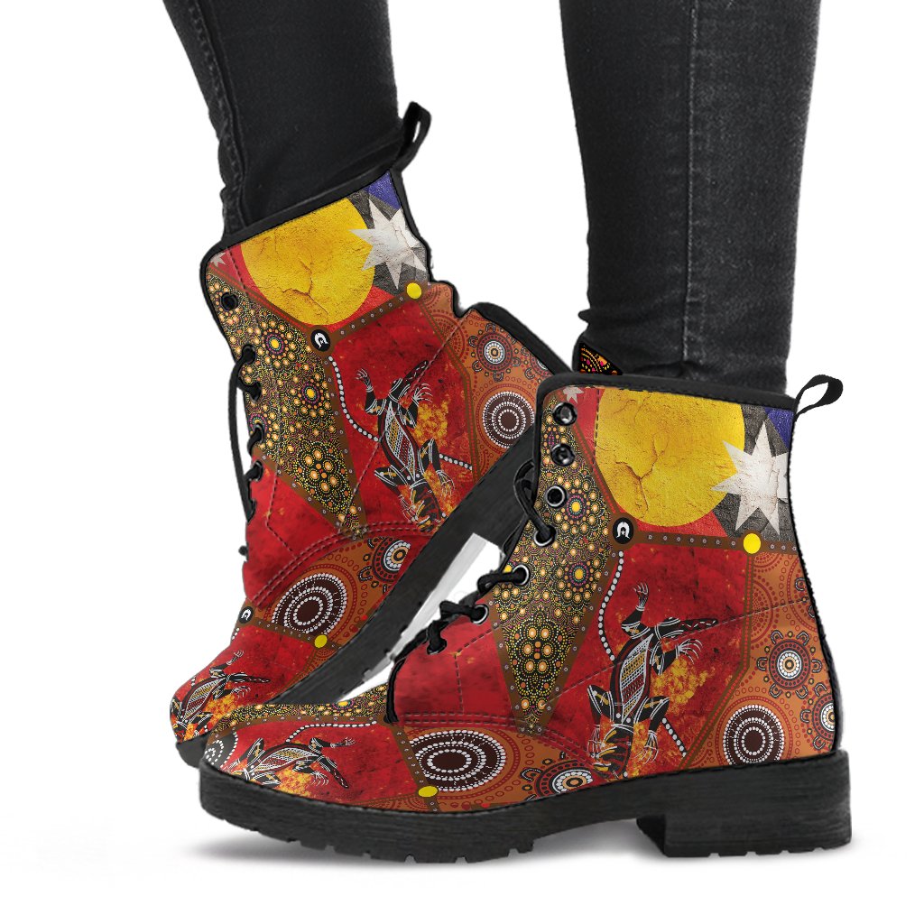 leather-boots-aboriginal-dot-painting-flags-crocodile