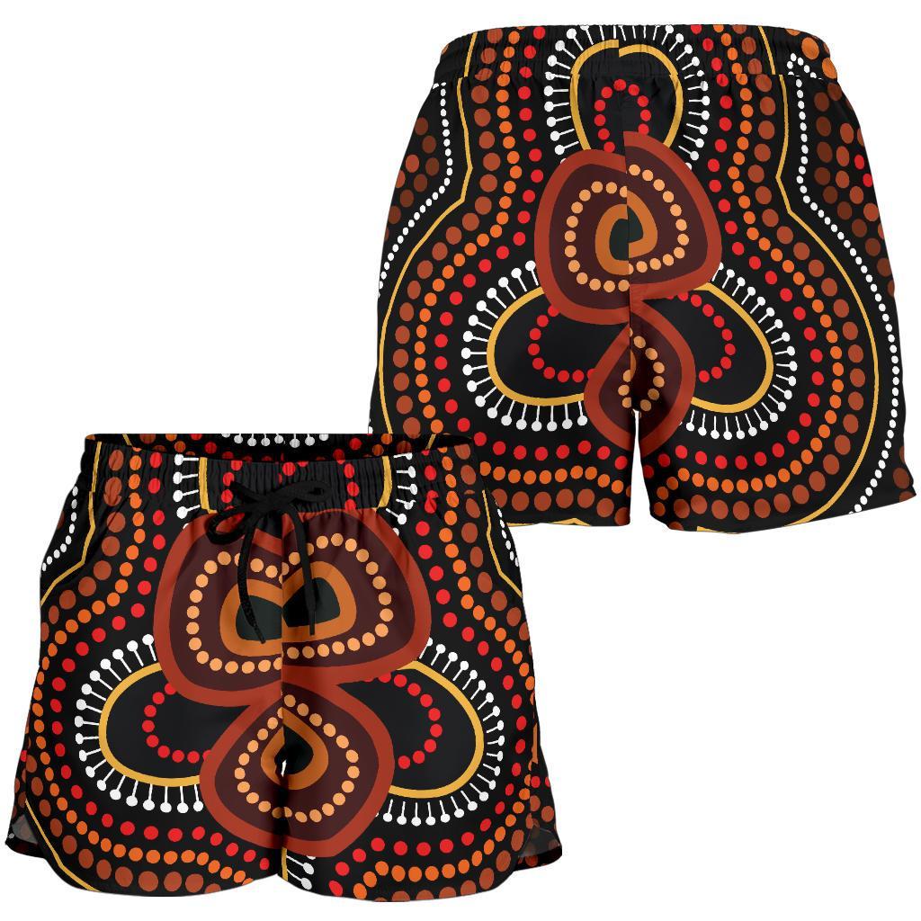 ABoriginal Women's Short - Aboriginal Dot Painting Flowers Style Ver02 - Vibe Hoodie