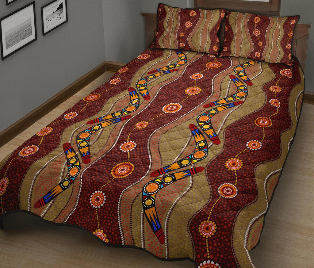 aboriginal-quilt-cover-set-boomerang-patterns-dot-painting
