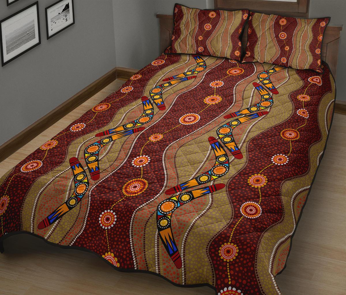 aboriginal-quilt-cover-set-boomerang-patterns-dot-painting