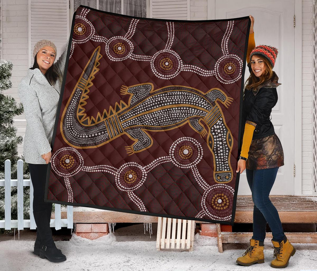 aboriginal-premium-quilt-indigenous-crocodile-brown-color