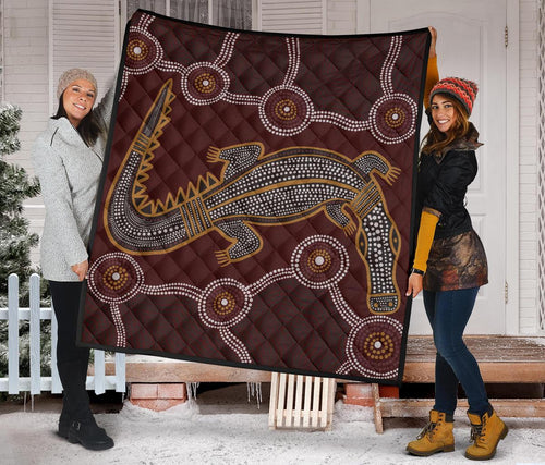 aboriginal-premium-quilt-indigenous-crocodile-brown-color