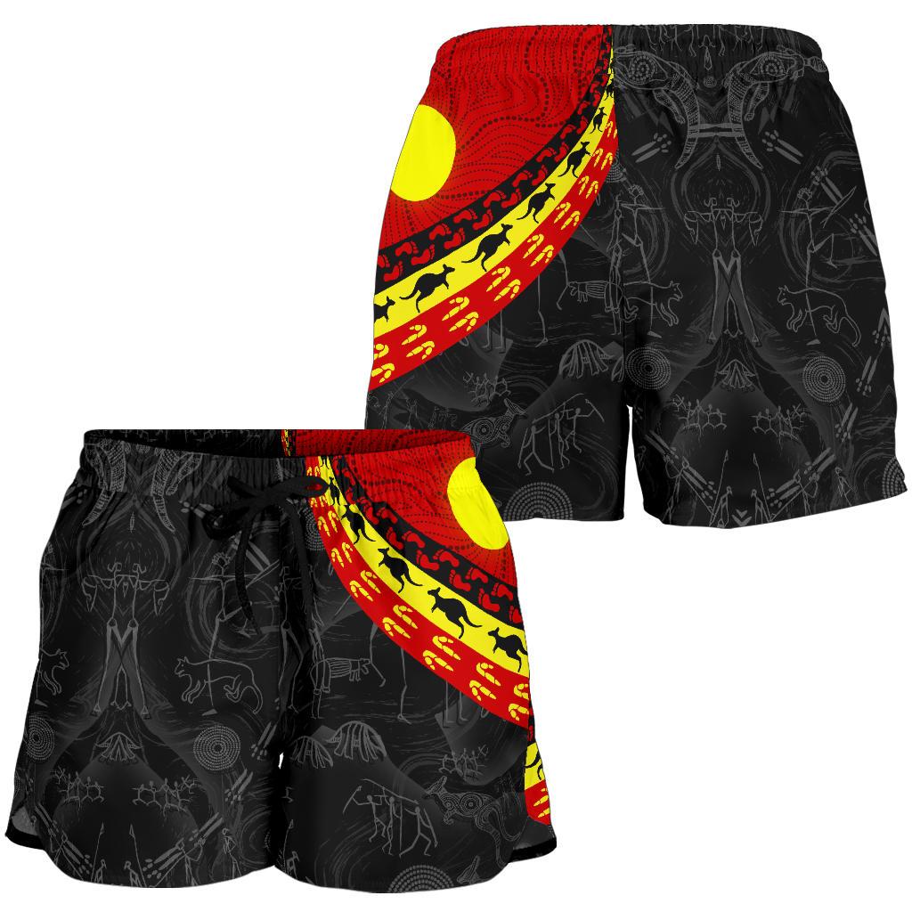 Aboriginal Women's Shorts, Indigenous Flag Circle Dot Painting - Vibe Hoodie