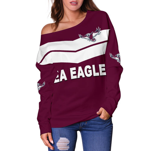 Warringah Women's Off Shoulder Sweater Sea Eagles Original - Vibe Hoodie