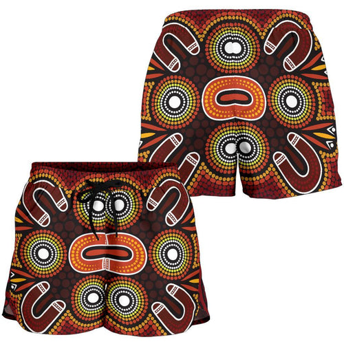 ABoriginal Women's Shorts - Aboriginal Dot Painting Flowers Style - Vibe Hoodie