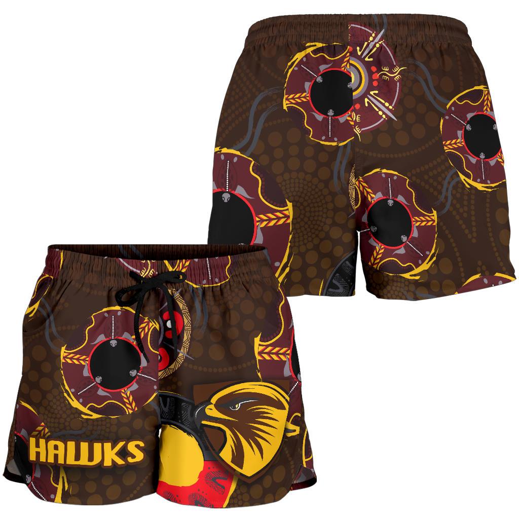 Hawthorn Women Shorts Hawks Indigenous - Brown - Vibe Hoodie