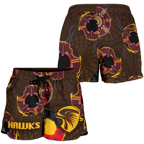 Hawthorn Women Shorts Hawks Indigenous - Brown - Vibe Hoodie
