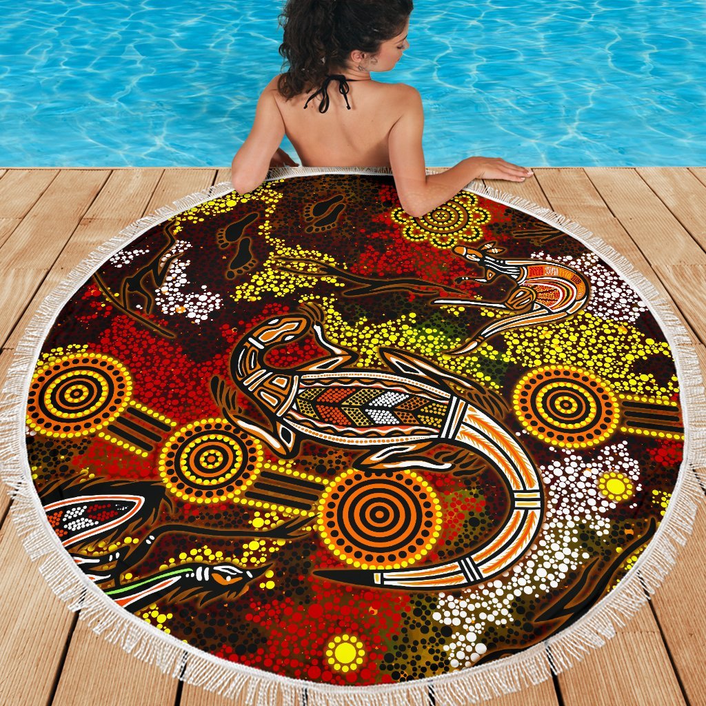 aboriginal-beach-blanket-kangaroo-and-lizard-dot-painting-art