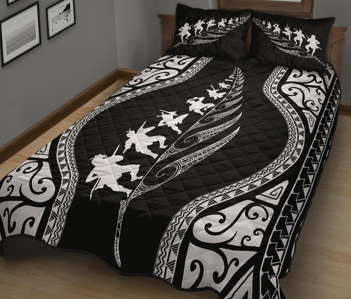 new-zealand-haka-fern-quilt-bed-set-black