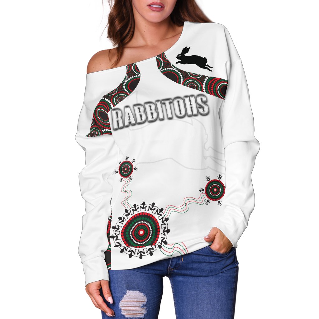 South Sydney Off Shoulder Sweater Indigenous Rabbitohs - Vibe Hoodie