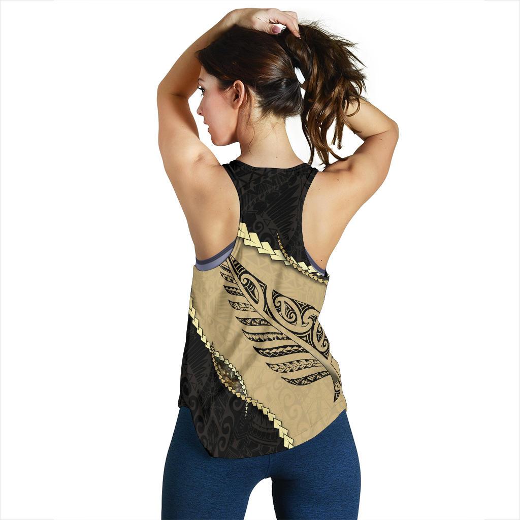 Paua Shell, Maori Silver Fern Women'S Racerback Tank - Vibe Hoodie