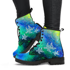 aboriginal-leather-boots-indigenous-turtle-ocean-dot-painting-art
