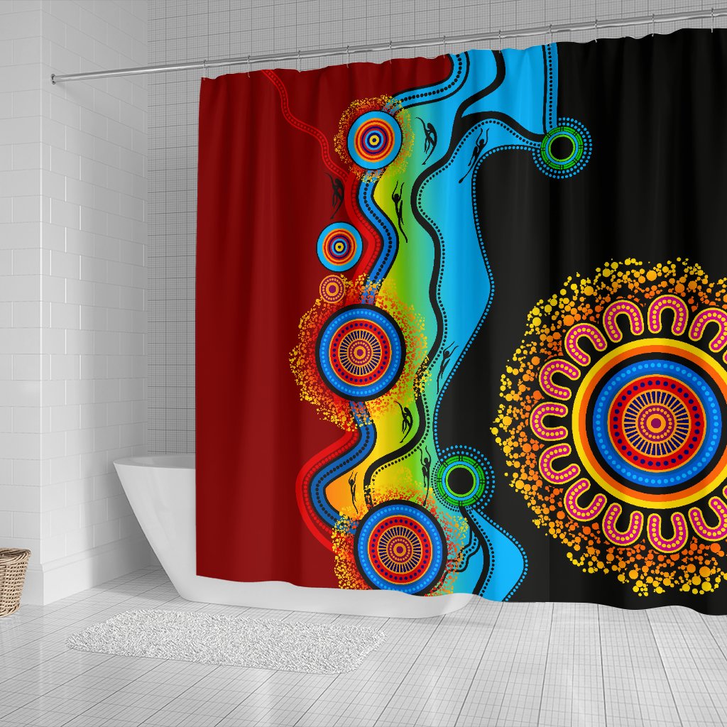 aboriginal-shower-curtain-indigenous-art-color-circle-patterns-blue-dream