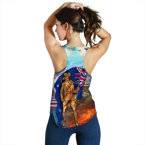 Anzac Women's Racerback Tank - Australian Soldier - Vibe Hoodie