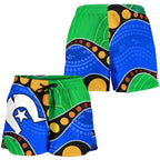 Torres Strait Islands All Over Print Women's Shorts -  Flag with Aboriginal Patterns - Vibe Hoodie