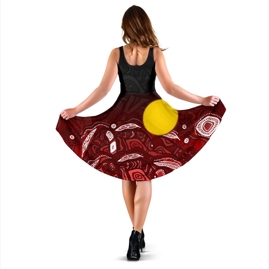 Aboriginal Midi Dress - Red Landscape - Vibe Hoodie