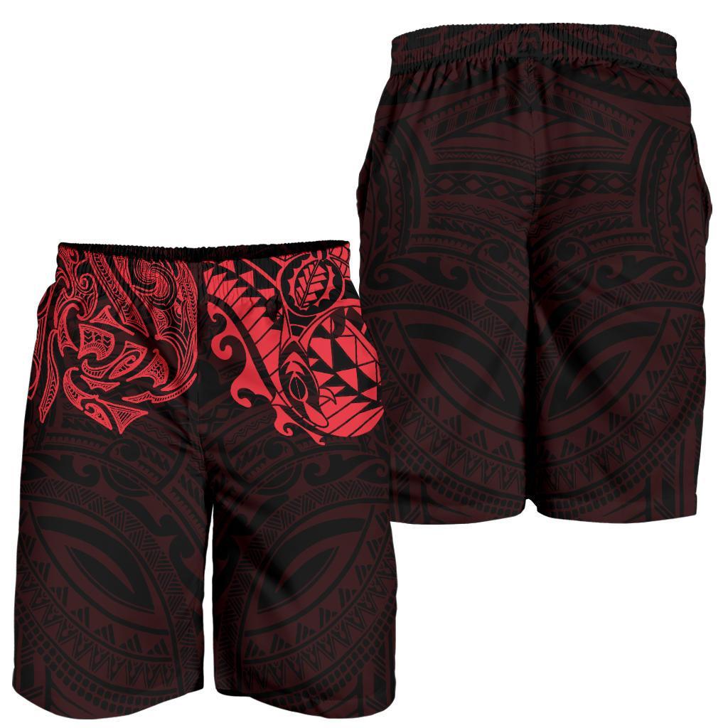 new-zealand-all-over-print-mens-shorts-maori-polynesian-tattoo-red