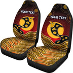 personalised-car-seat-cover-aboriginal-dot-patterns-fish
