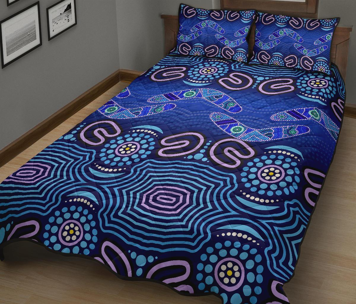 aboriginal-quilt-bed-set-boomerangs-and-dot-painting-art-ver02