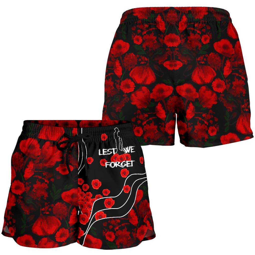 Anzac Lest We Forget Women's Shorts - Poppy Flowers - Vibe Hoodie