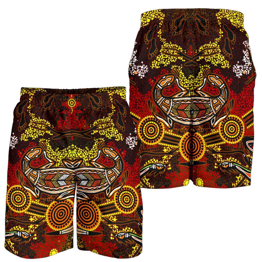 aboriginal-mens-shorts-kangaroo-and-lizard-dot-painting-art