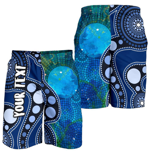 custom-text-aboriginal-mens-shorts-australia-indigenous-flag-circle-dot-painting-art-blue