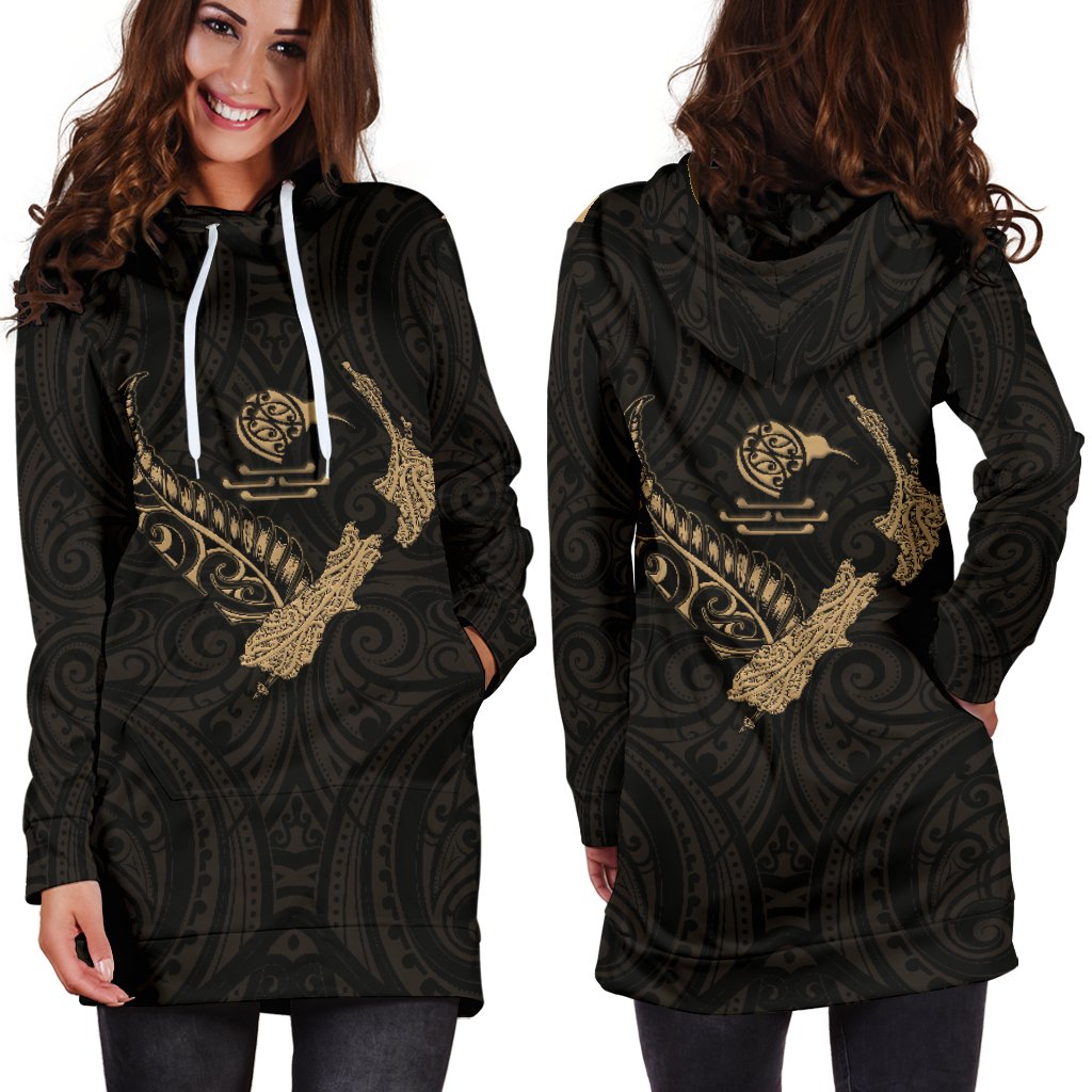 new-zealand-heart-womens-hoodie-dress-map-kiwi-mix-silver-fern-gold