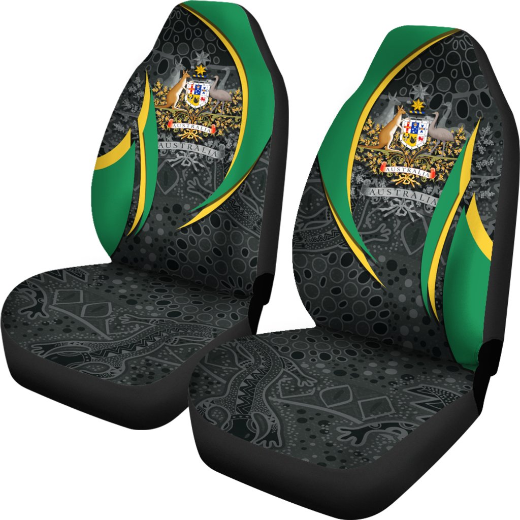 aboriginal-car-seat-covers-australian-coat-of-arms-aussie-spirit-green